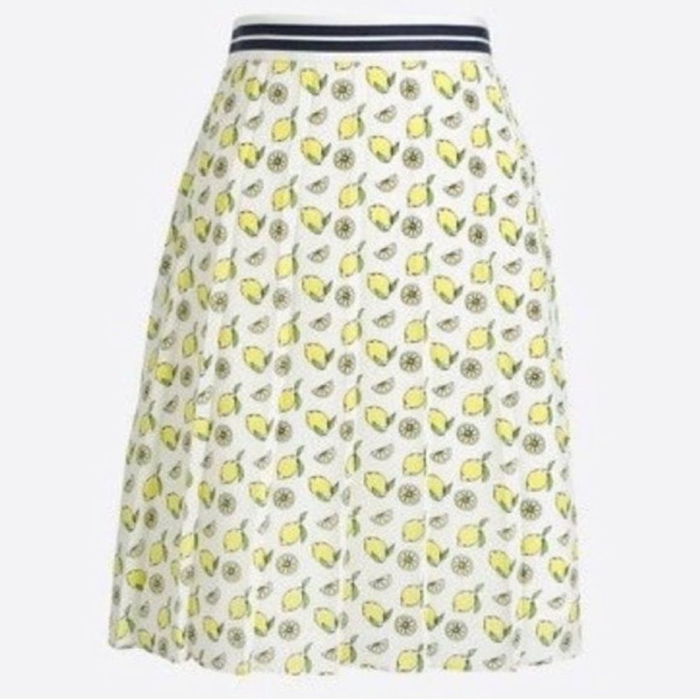 J Crew Preppy Lemon Pleated Skirt 6 C26